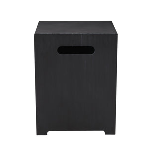 English Elm Propane Tank Cover Outdoor Iron Side Table with Slatted Storage for Fire Pit Patios 67760.00BLKBRS