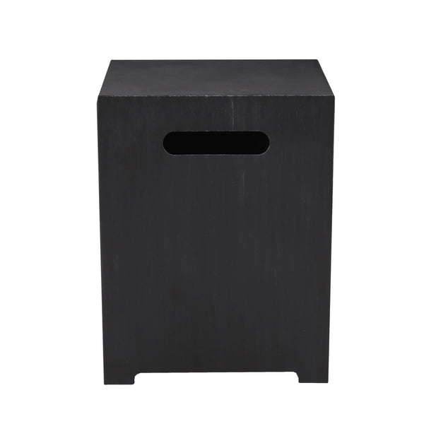 English Elm Propane Tank Cover Outdoor Iron Side Table with Slatted Storage for Fire Pit Patios 67760.00BLKBRS