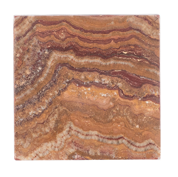 Hooker Furniture Melange Denys Red Travertine Stone Sculptural X-base Square Accent Drink Table 628-80613-01