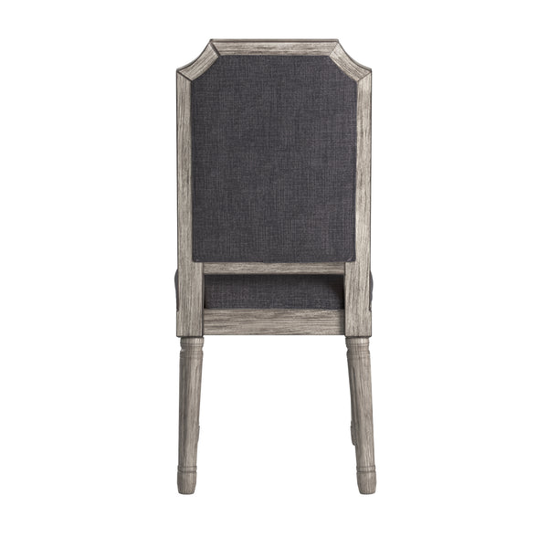 Homelegance By Top-Line Mayer Arched Linen and Wood Dining Chairs (Set of 2) Dark Grey Rubberwood