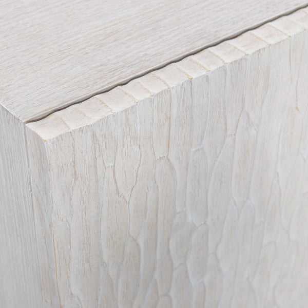 Bernhardt Bernhardt Solaria Buffet With Weathered Bone Finish, Chiseled Resin Doors, Soft-Close Storage Console 310134