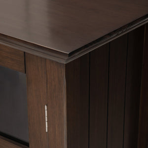 English Elm Acadian 39-Inch Wide Solid Wood Transitional Storage Cabinet With Adjustable Shelves & Glass Doors B136P159678