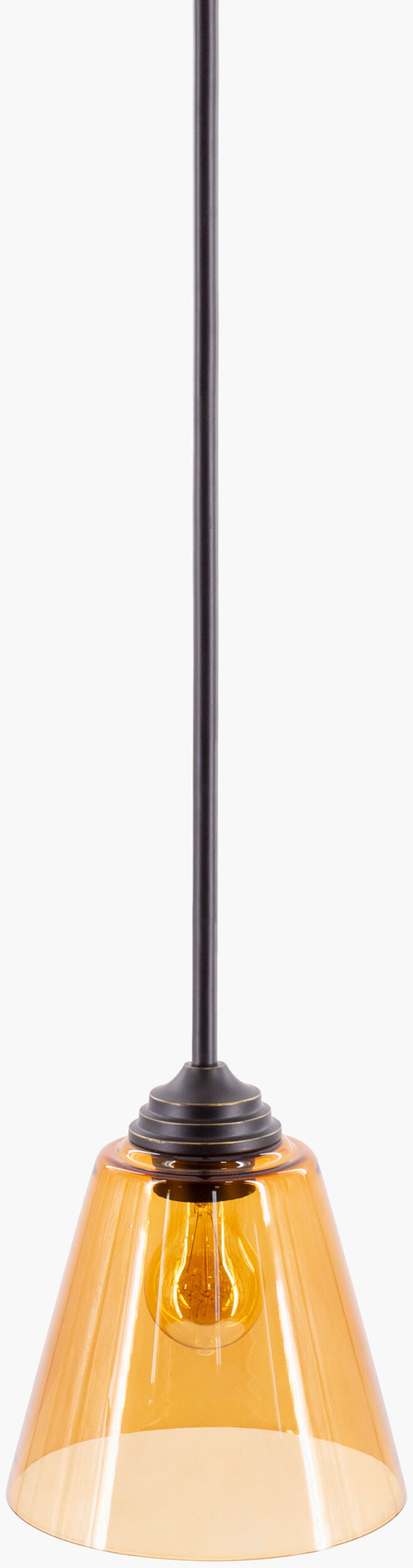 Surya Boone Pendant Light - Elegant 9" Tall Glass & Metal Fixture For Dining Room, Kitchen, And Study Decor Fixture, Amber Glass,Iron Oon-001