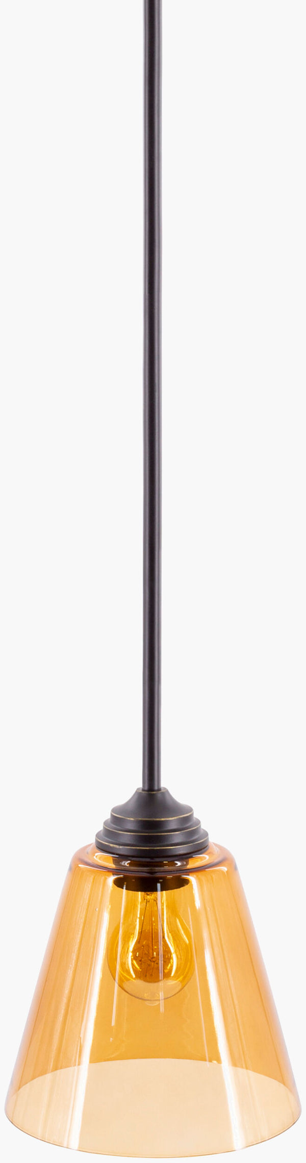 Surya Boone Pendant Light - Elegant 9" Tall Glass & Metal Fixture For Dining Room, Kitchen, And Study Decor Fixture, Amber Glass,Iron Oon-001