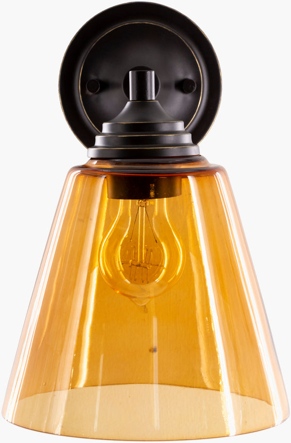 Surya Boone Modern Wall Sconce - Stunning Glass And Metal Design For Elegant Lighting In Any Room Fixture, Amber Glass,Iron Oon-002