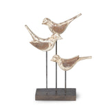 Carved Wood Songbird Trio On Stand EAB36108 Park Hill