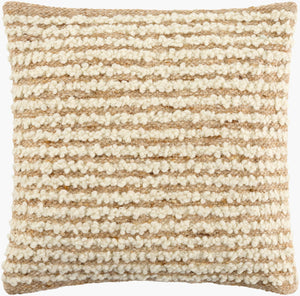 Surya Booroola 18" Modern Accent Pillow - Elegant Wool & Cotton Blend For Stylish Home Decor & Comfort Beige Wool,Cotton Ooo001-2222