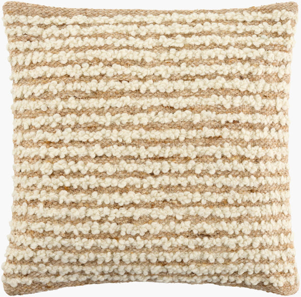 Surya Booroola 18" Modern Accent Pillow - Elegant Wool & Cotton Blend For Stylish Home Decor & Comfort Beige Wool,Cotton Ooo001-2222