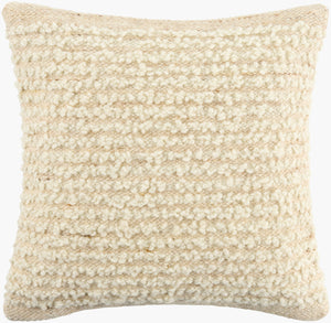 Surya Booroola 18" Modern Accent Pillow - Elegant Wool & Cotton Blend For Stylish Home Decor & Comfort Ivory Wool,Cotton Ooo002-1818