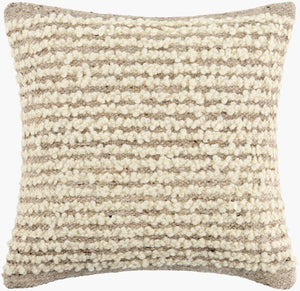 Surya Booroola 18" Modern Accent Pillow - Elegant Wool & Cotton Blend For Stylish Home Decor & Comfort 'Ivory Wool,Cotton Ooo003-2222p