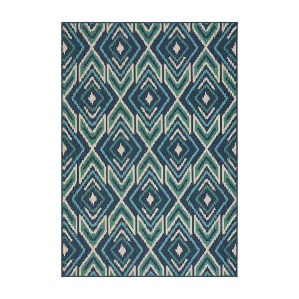 English Elm Christopher Knight Home® - MERIDIAN Navy Outdoor Rug 5'3" x 7'6" – Durable 100% Polypropylene Machine-Woven Loop Pile Rug 64162.00