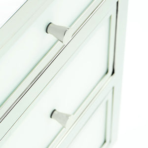 Bernhardt Bernhardt Blanca Nightstand With Polished Stainless Frame, Snow Glass Insets, 3 Drawers, 26" Width 372214