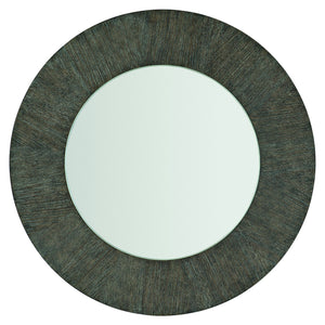 Bernhardt Bernhardt Linea Round Mirror With Wire-Brushed Oak Cerused Charcoal Frame, 44" Rustic-Modern Elegance 384333B