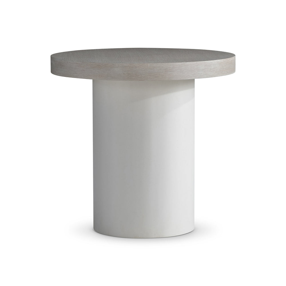 Bernhardt Bernhardt Turo Side Table — 25" Wire-Brushed Oak Top, Cylindrical Base, Bone & Fossil Finishes, Durable Elegance 508122