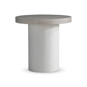 Bernhardt Bernhardt Turo Side Table — 25" Wire-Brushed Oak Top, Cylindrical Base, Bone & Fossil Finishes, Durable Elegance 508122