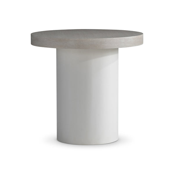 Bernhardt Bernhardt Turo Side Table — 25" Wire-Brushed Oak Top, Cylindrical Base, Bone & Fossil Finishes, Durable Elegance 508122