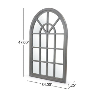 English Elm Christopher Knight Home® - ARCH Window Mirror Grey Wood 48.25x35 Decorative Arched Wall Accent with Rustic Farmhouse Charm and Depth 67057.00