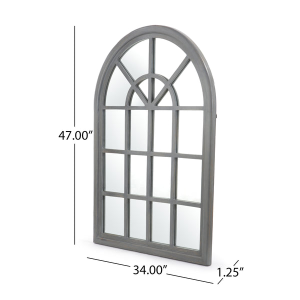 English Elm Christopher Knight Home® - ARCH Window Mirror Grey Wood 48.25x35 Decorative Arched Wall Accent with Rustic Farmhouse Charm and Depth 67057.00