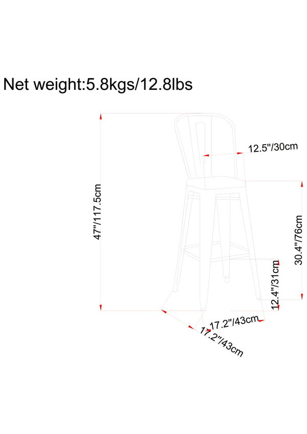 English Elm Fletcher - Set Of 2 Modern White Metal Bar Stools With Ergonomic Design, Perfect For Any Space B136P158663
