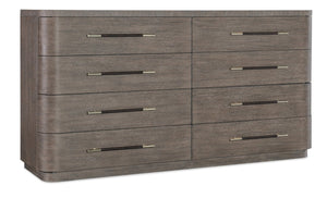 Hooker Furniture Modern Mood Dresser With 8 Self-Closing Drawers, Felt-Lined Tops, Cedar Bottoms, Leather Pulls Elegance Medium Brown 6850-90002-89