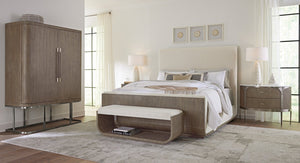Hooker Furniture Modern Mood Queen Upholstered Panel Bed In Inverness Natural With Mink Oak Trim, Wire-Brushed Luxe Finish 6850-90950-89