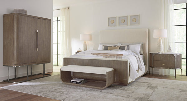 Hooker Furniture Modern Mood Wardrobe With Floating Base, Oak Veneer, Integrated Mirror & Jewelry Organization Elegance Medium Brown 6850-90013-89