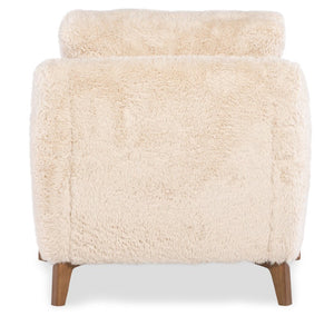 Hooker Furniture Cynthia Plush Yakety Yak Sand Faux Fur Accent Chair With Natural Wood Legs — Cozy Modern Comfort CC453-404