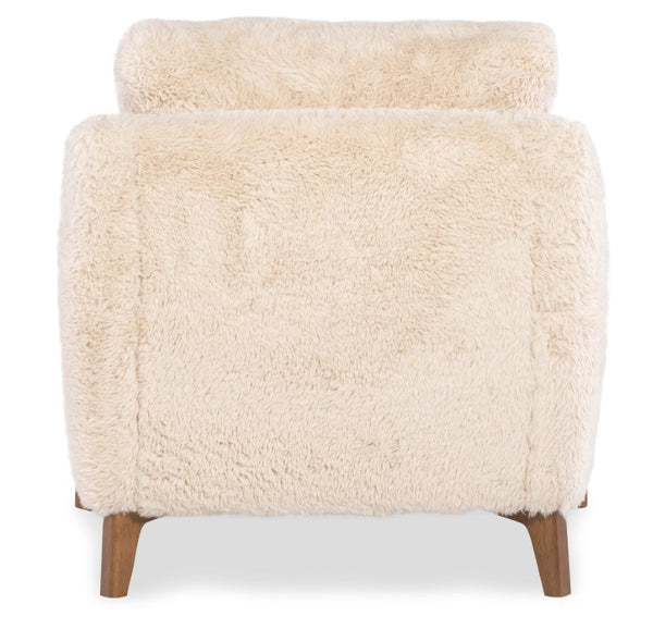 Hooker Furniture Cynthia Plush Yakety Yak Sand Faux Fur Accent Chair With Natural Wood Legs — Cozy Modern Comfort CC453-404