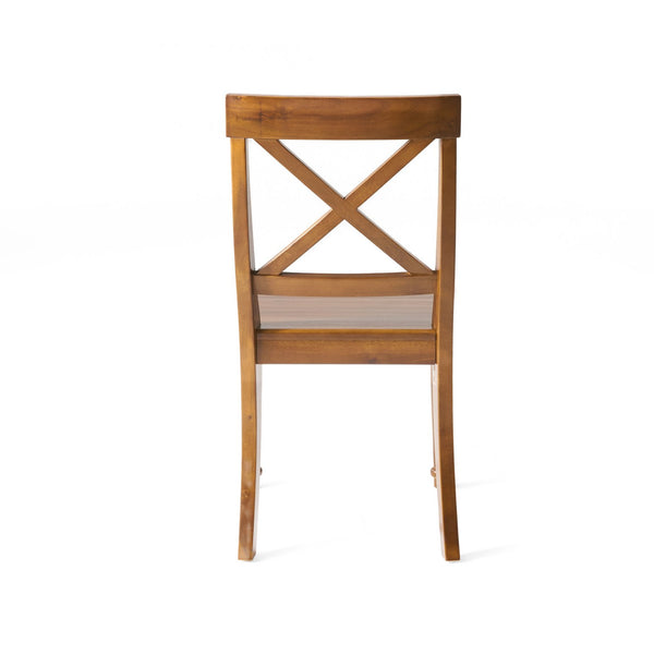 English Elm Acacia Wood X-back Dining Chairs Set of Two Farmhouse Country Seating Antique Finish 57366.00DOAK
