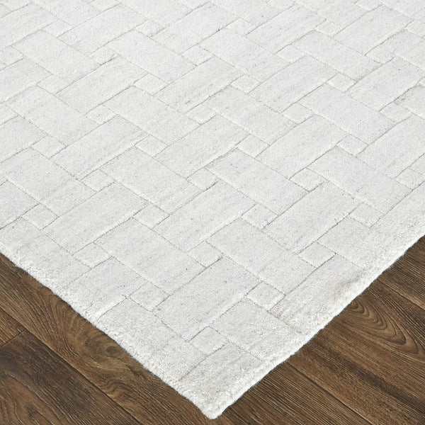 Feizy Rugs Red8669f Redford Handwoven Geometric Rug Collection - Stylish, Durable, And Artisan Crafted For Modern Homes White,Silver Viscose,Wool Red8669fwht000e10