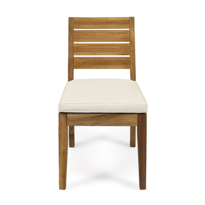 English Elm Outdoor Acacia Slatted Armless Dining Chairs with Cushions Set of 2 Patio Seating 60320.00BGE