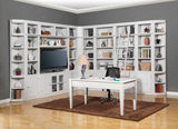 Boca 13 Piece L Shape Entertainment Wall With Desk Cottage White BOC-13PC-ENT-LWALL-DSK Parker House