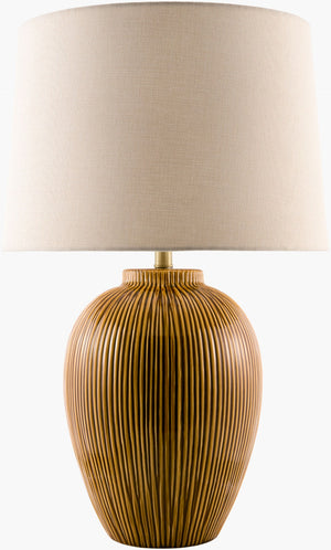 Surya Opio Hand-painted Ceramic Table Lamp with Linen Shade Arts and Crafts Inspired OPI-004