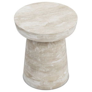 English Elm Robbie Sculptural Accent Table in Walnut Brown Solid Mango Hardwood, Hand-Finished, Rustic Contemporary Appeal White B136P158443