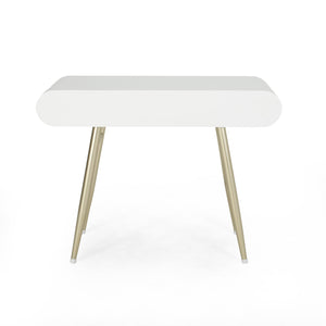 English Elm Christopher Knight Home® - ACCENT White Glam Vanity Table with Gold Legs, 2 Drawers, Faux Wood Top, Modern Chic 39.5"W PMID 64633.00