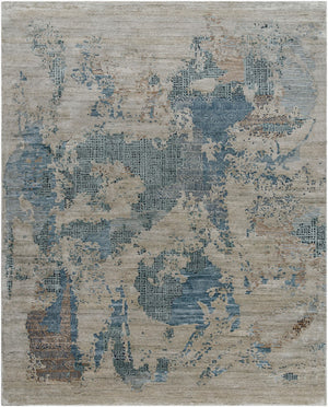 Surya Opulence 2' X 3' Handmade Rug - Luxurious Hand-woven Design In Viscose & Wool For Elegant Spaces Slate Blue Viscose,Wool Opl2303-23