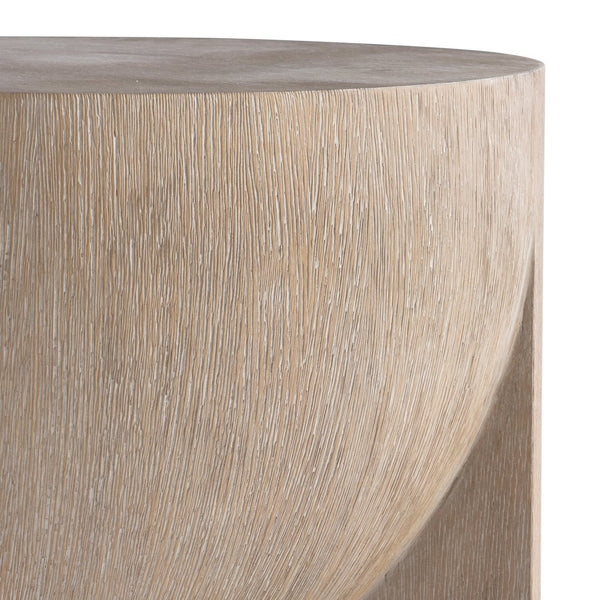 Bernhardt Bernhardt Loggia 22" Round Side Table — Sculptural Wood-Grain Resin Basin Top, Aria Finish Durable 345129
