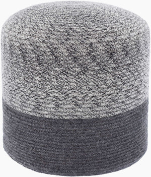 Surya Poppy Hand-woven 16" Outdoor Pouf - Stylish Recycled Pet Yarn, Durable & Easy To Clean For Patios Gray Recycled Pet Yarn,Polybeads Oppf003-161616