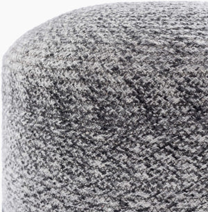 Surya Poppy Hand-woven 16" Outdoor Pouf - Stylish Recycled Pet Yarn, Durable & Easy To Clean For Patios Gray Recycled Pet Yarn,Polybeads Oppf003-161616