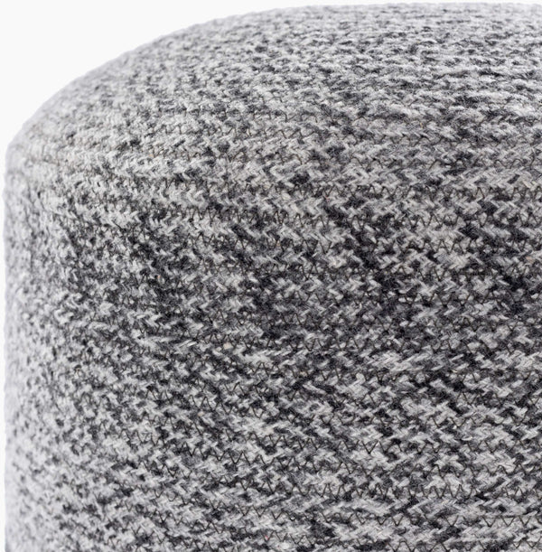 Surya Poppy Hand-woven 16" Outdoor Pouf - Stylish Recycled Pet Yarn, Durable & Easy To Clean For Patios Gray Recycled Pet Yarn,Polybeads Oppf003-161616