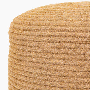 Surya Poppy Hand-woven 16" Outdoor Pouf - Stylish Recycled Pet Yarn, Durable & Easy To Clean For Patios Tan Recycled Pet Yarn,Recycled Pet Yarn,Polybeads Oppf004-161616
