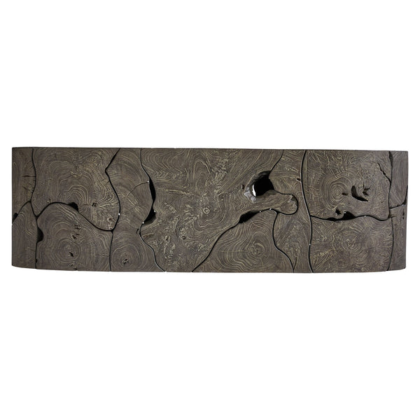 Bernhardt Bernhardt Teak Trinidad Outdoor Cocktail Table — 54" Oval Smoked Truffle Top, Mitered Edge Design X07016