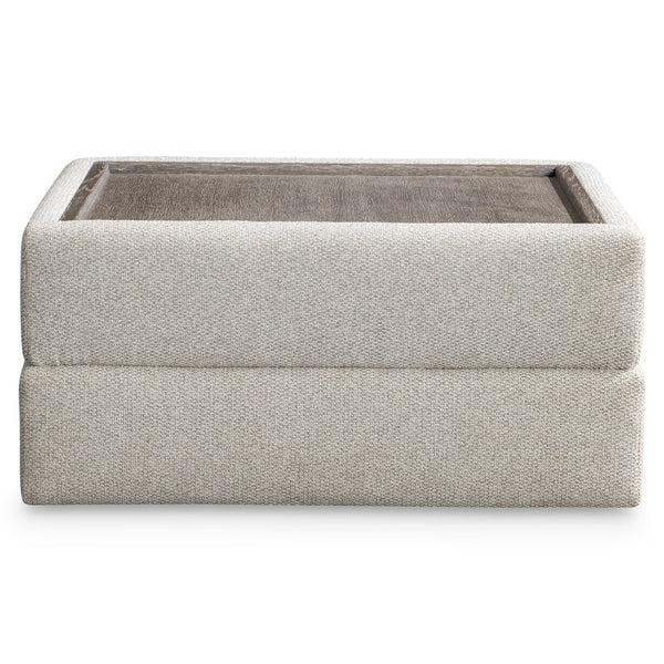 Bernhardt Bernhardt Vista Fabric Tray Ottoman With Removable Puma Cerused Tray, Plush Upholstery, 38"W X 18"H - Made to Order P4000A