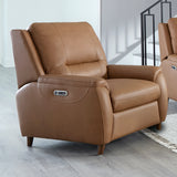 Austin Caramel Cream Power Recliner with USB Ports, High-Leg Design, and Adjustable Headrests