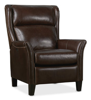 Hooker Furniture Henley Luxe Power Recliner In Top-Grain Aniline Leather With Power Headrest And Usb Charging Brown RC826-PH-089