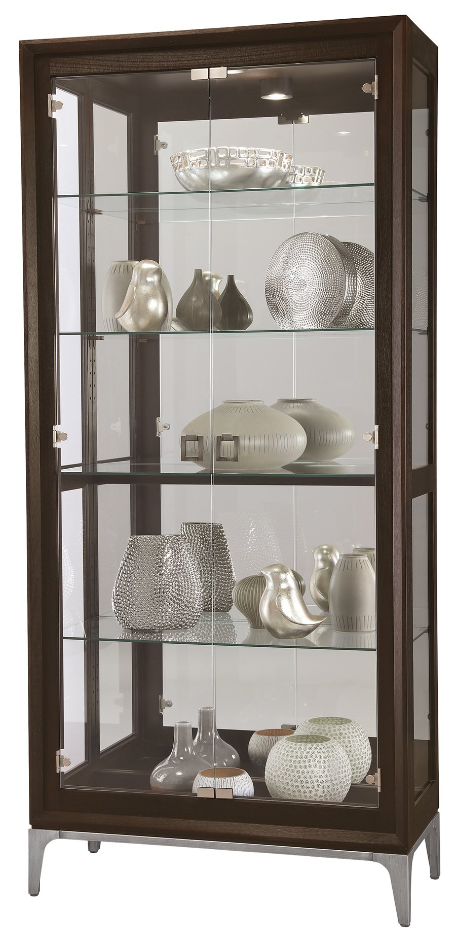 Hekman Furniture 680692 Sheena Curio Cabinet - Elegant Aged Mocha Display With Adjustable Shelves & Interior Lighting Aged Mocha Sheena Curio Cabinet 680692