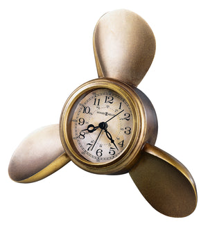 Hekman Furniture 645525 Nautical Propeller Alarm Clock - Antique Brass Table Clock With Quartz Movement & Unique Design  Propeller Alarm Tabletop Clock 645525