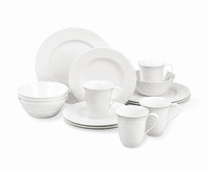Lenox Opal Innocence Carved 16-Piece Dinnerware Set White, WHITE PORCELAIN 851746