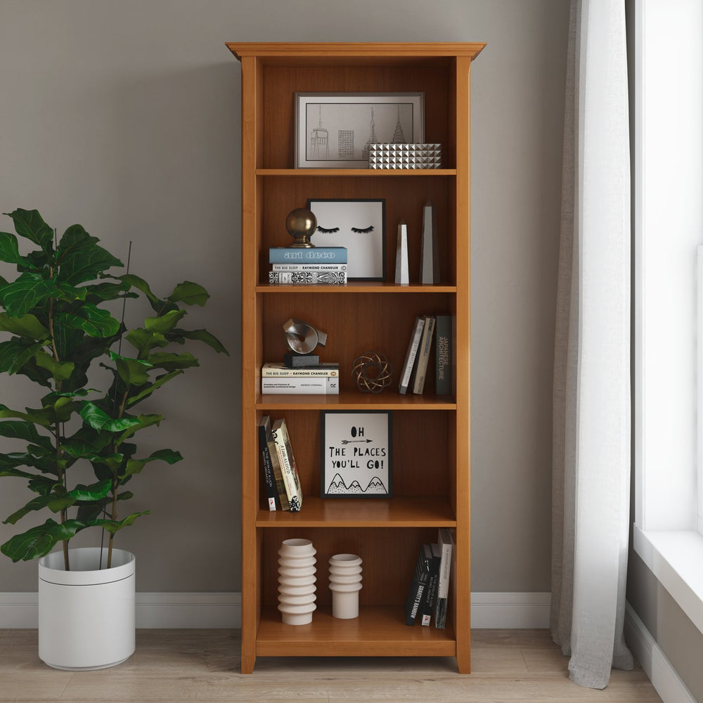English Elm Amherst 30-Inch Solid Wood Bookcase – Handcrafted Light Golden Brown Storage For Home & Office B136P158329