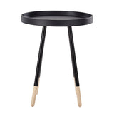 Homelegance By Top-Line Asher Paint-Dipped Round Tray-Top End Table Black Rubberwood